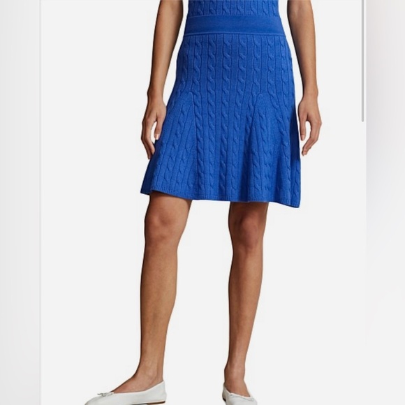 Ralph Lauren NWOT Cable Knit Wool-Cashmere Skirt | Large | Blue - Picture 2 of 8